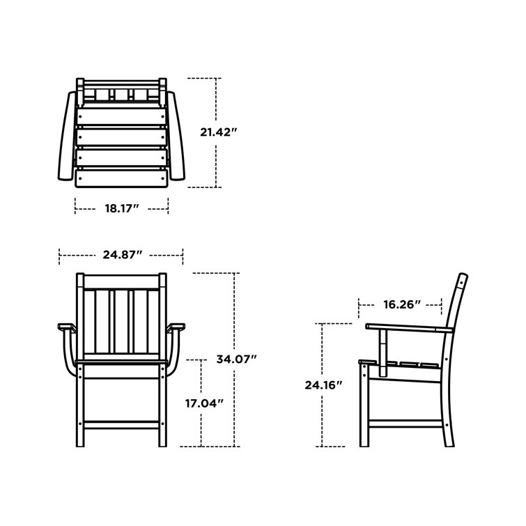 Oxford Black Polywood Outdoor Dining Arm Chair