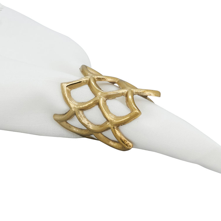 Gold Scallop Coral Aluminum Napkin Rings Set of 4