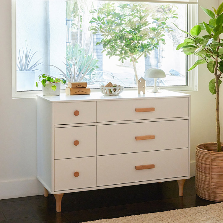 Lolly 6-Drawer Double Dresser in White and Natural