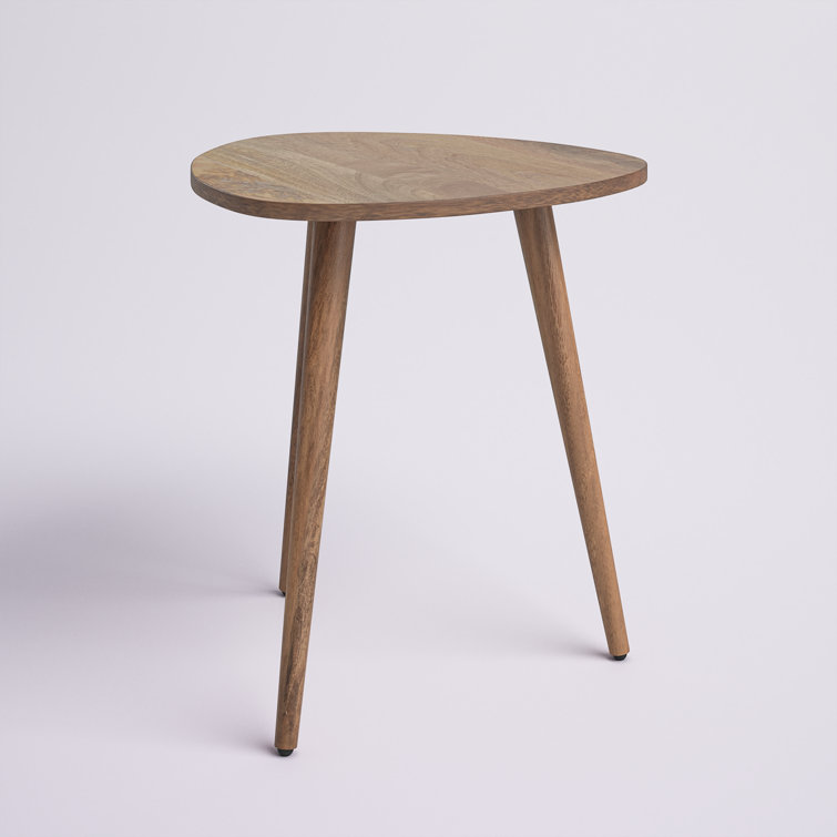 Natural Mango Wood Triangular 3-Leg End Table