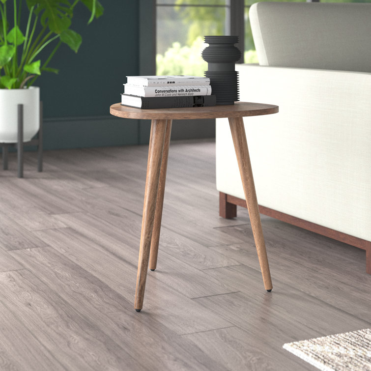 Natural Mango Wood Triangular 3-Leg End Table