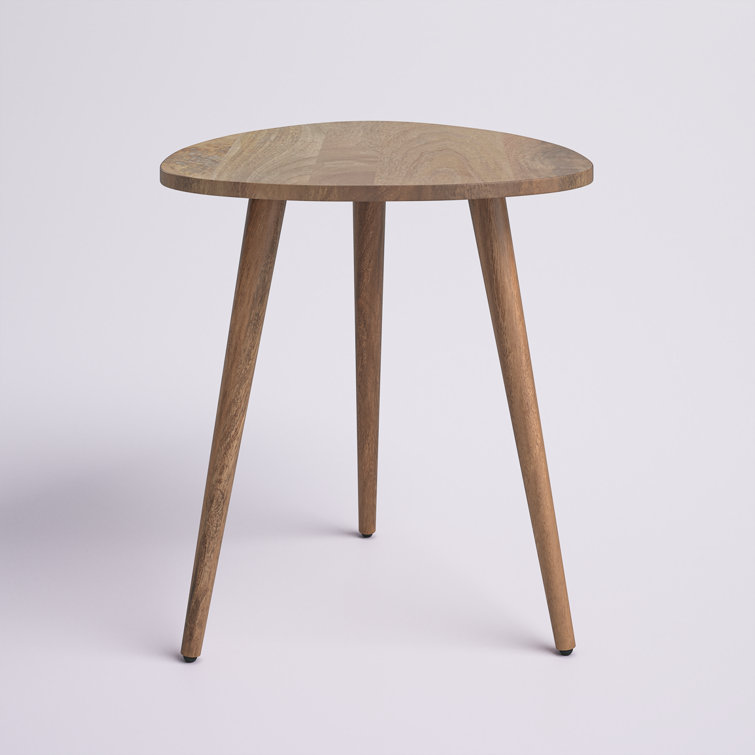Natural Mango Wood Triangular 3-Leg End Table