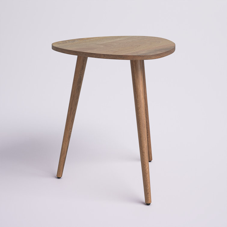 Natural Mango Wood Triangular 3-Leg End Table