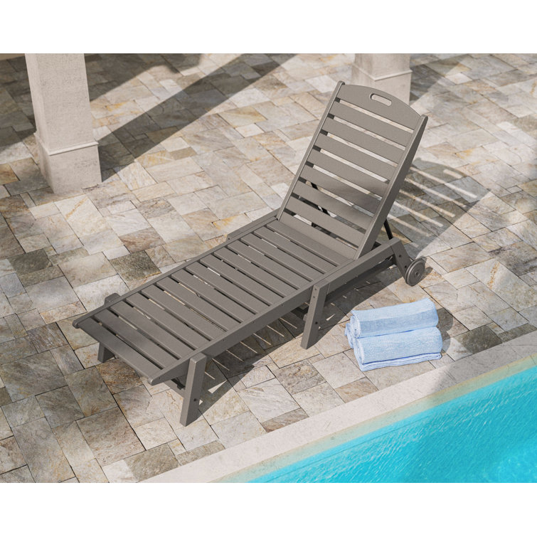 Nautical Slate Gray Armless Wheeled Beach Lounger