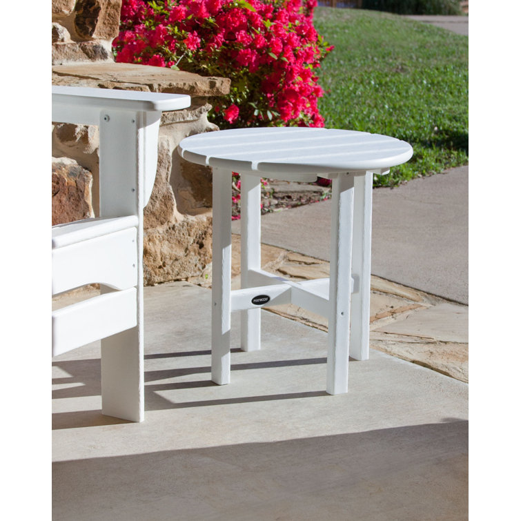 White 18" Round Polywood Outdoor Side Table