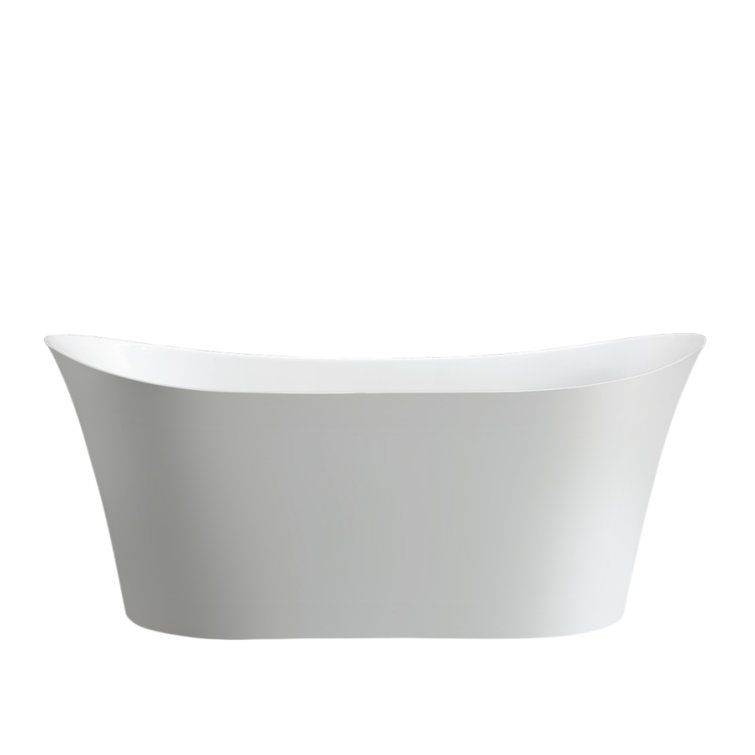 67'' White Acrylic Freestanding Soaking Bathtub with Oil Rubbed Bronze Trim
