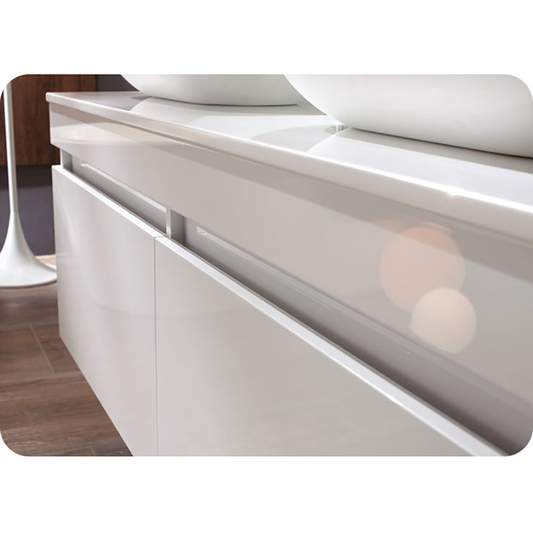 Largo 56" Modern White Double Sink Engineered Wood Vanity Cabinet