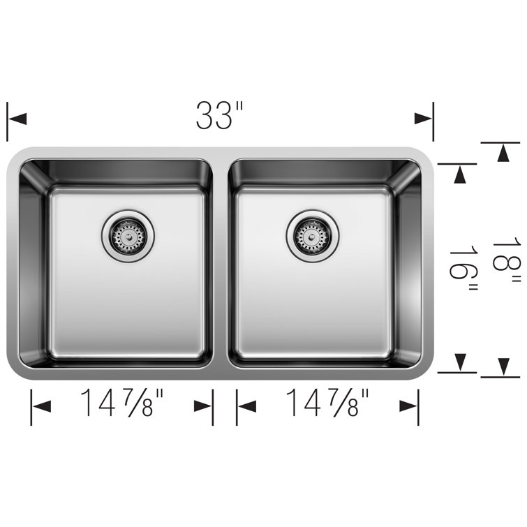 Formera 33" Double Bowl Stainless Steel Undermount Kitchen Sink