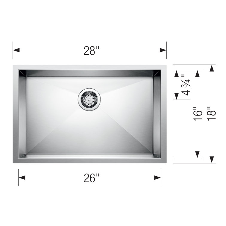 Quatrus 28" Stainless Steel Single Bowl Undermount Kitchen Sink