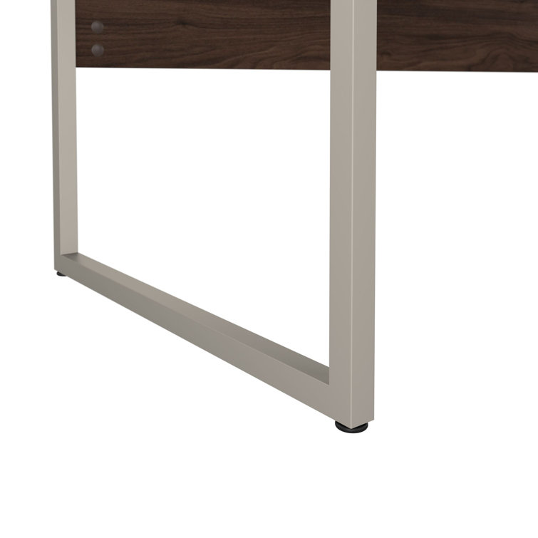 Black Walnut and Silver Modern Home Office Desk with Drawer