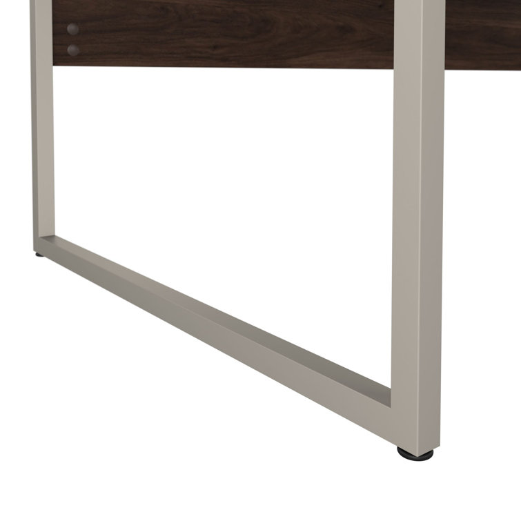 Modern Black Walnut 72" Computer Desk with Metal Legs
