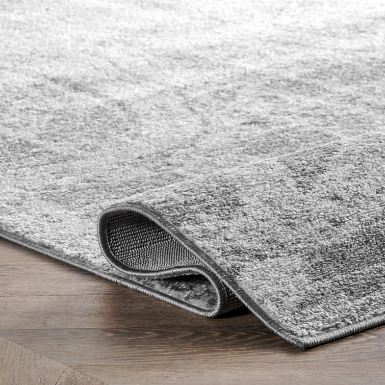 Contemporary Coastal Charm Gray Stripe Synthetic Area Rug, 5' x 8'