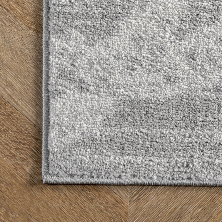 Contemporary Coastal Charm Gray Stripe Synthetic Area Rug, 5' x 8'