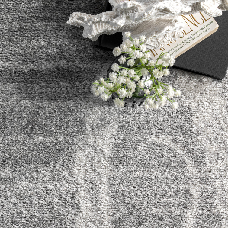 Contemporary Coastal Charm Gray Stripe Synthetic Area Rug, 5' x 8'