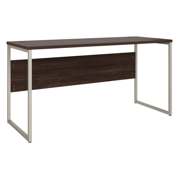 Modern Black Walnut 72" Computer Desk with Metal Legs