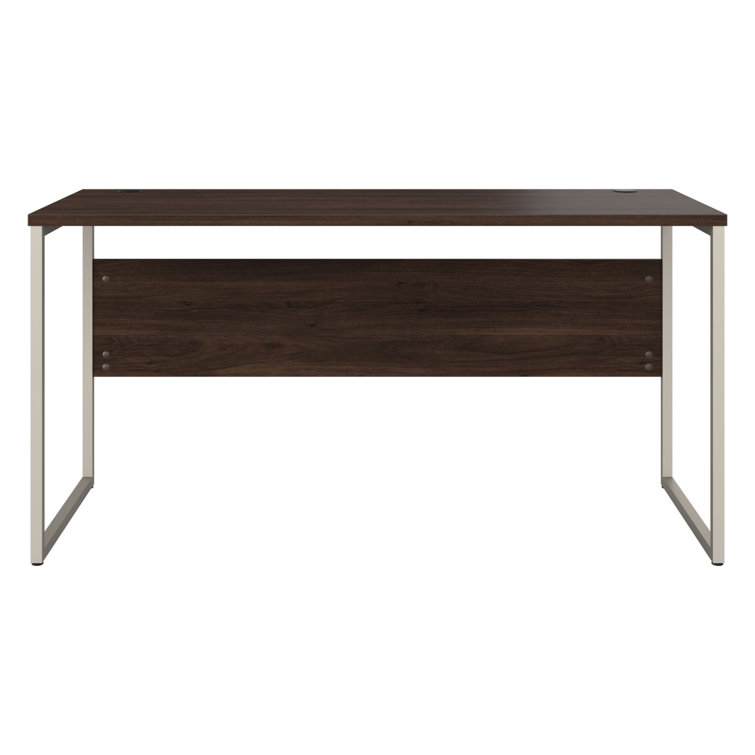Modern Black Walnut 72" Computer Desk with Metal Legs
