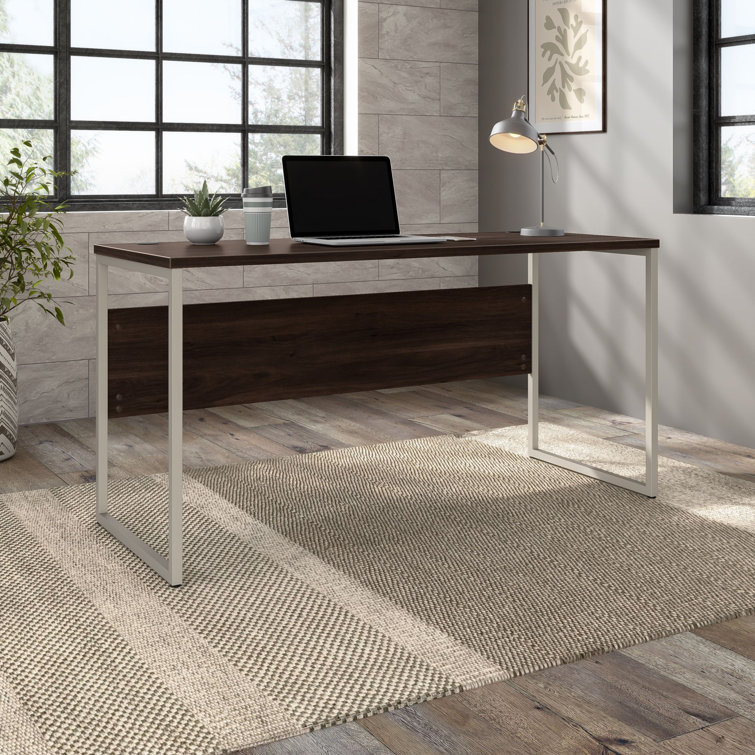 Black Walnut and Silver Modern Home Office Desk