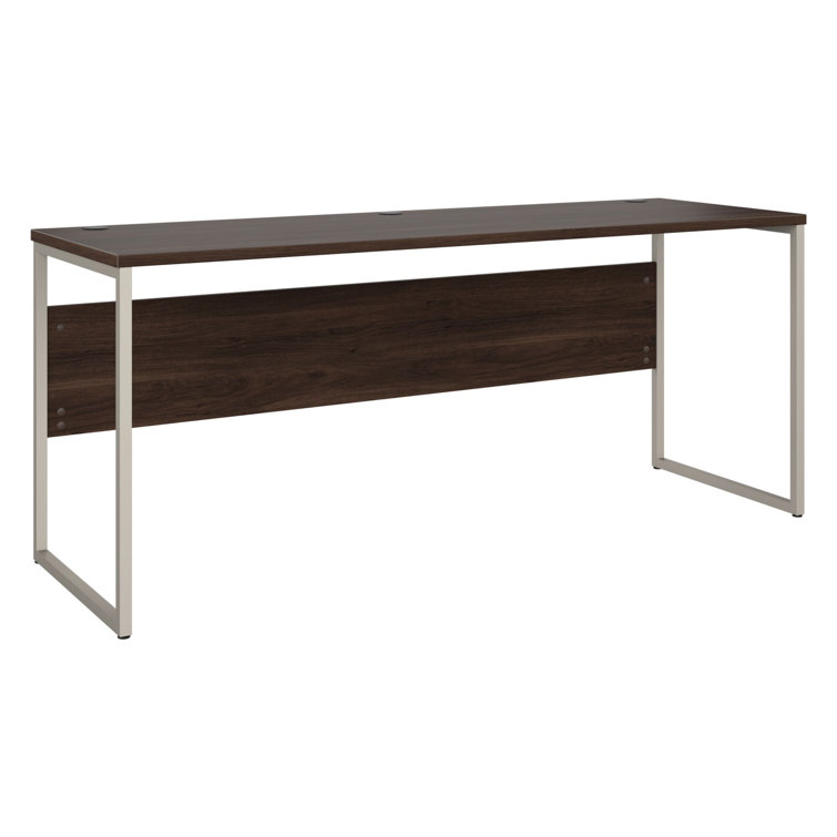 Modern Black Walnut 72" Computer Desk with Metal Legs