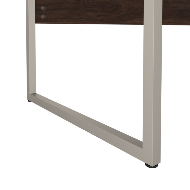 Black Walnut and Silver Modern Home Office Desk with Drawer
