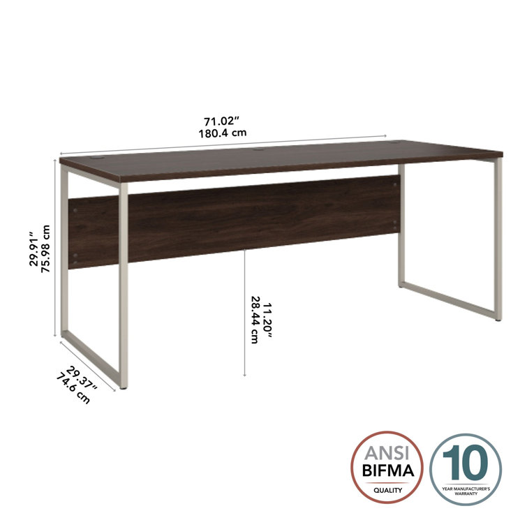 Modern Black Walnut 72" Computer Desk with Metal Legs