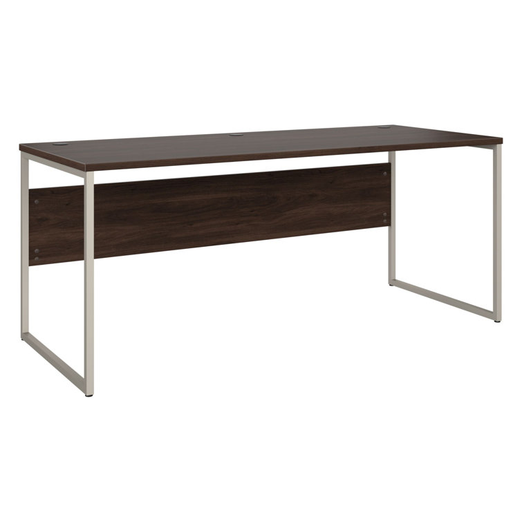 Modern Black Walnut 72" Computer Desk with Metal Legs