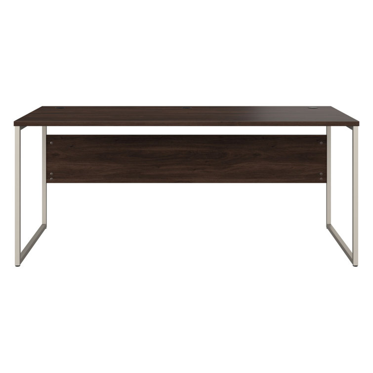 Modern Black Walnut 72" Computer Desk with Metal Legs