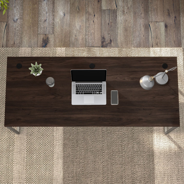 Black Walnut and Silver Modern Home Office Desk