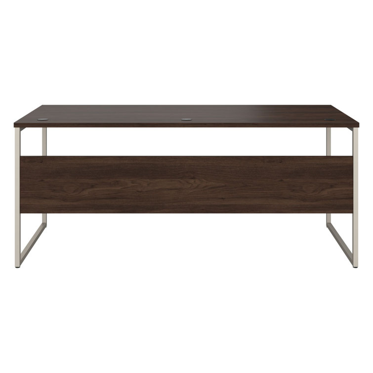 Modern Black Walnut 72" Computer Desk with Metal Legs