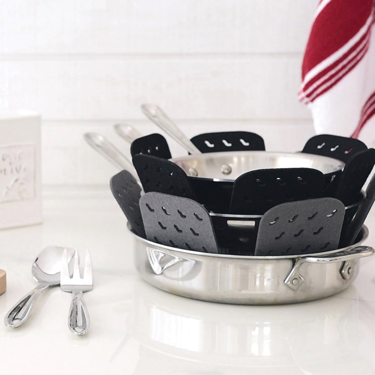 Black and Gray Silicone Cookware Protectors and Drying Mat Set