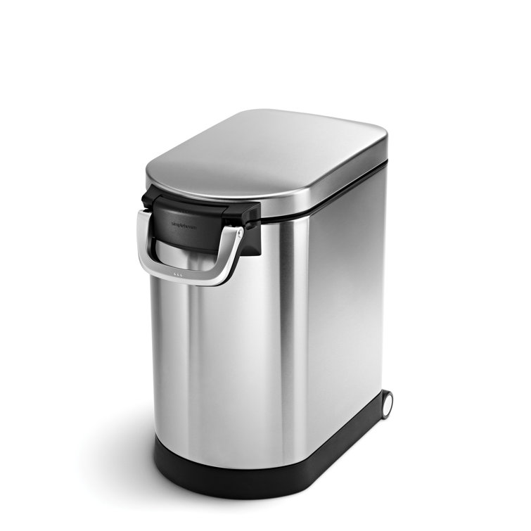 Medium Brushed Stainless Steel Airtight Pet Food Storage Container