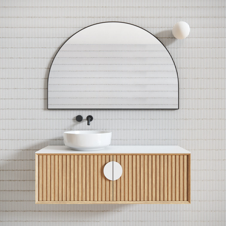 Black Frameless Arched Mirror 32" x 48"