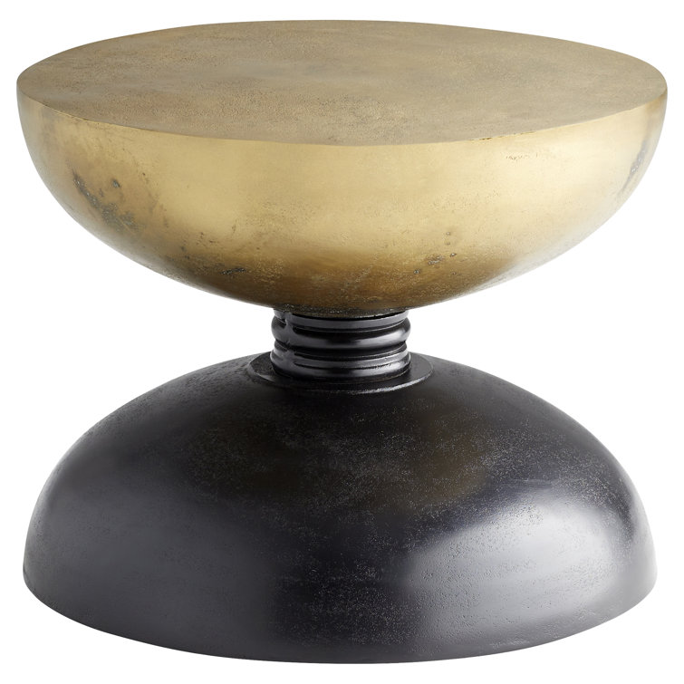 Perpetual Noir and Gold 18'' Contemporary Round Drum End Table