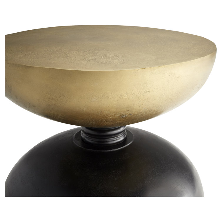 Perpetual Noir and Gold 18'' Contemporary Round Drum End Table