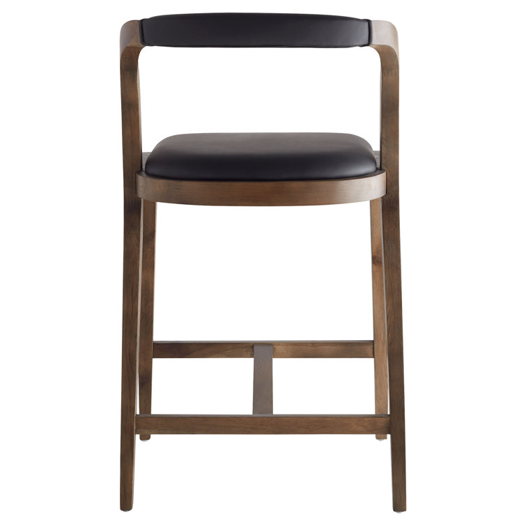 Caralia Black Leather and Wood Counter Stool