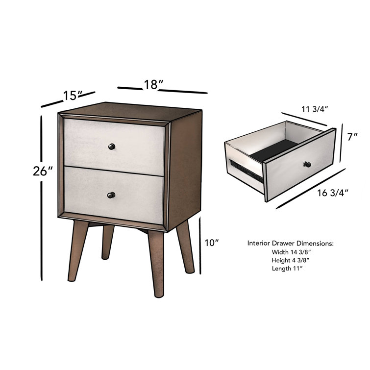 Flynn Acorn & White Solid Mahogany 2-Drawer Nightstand