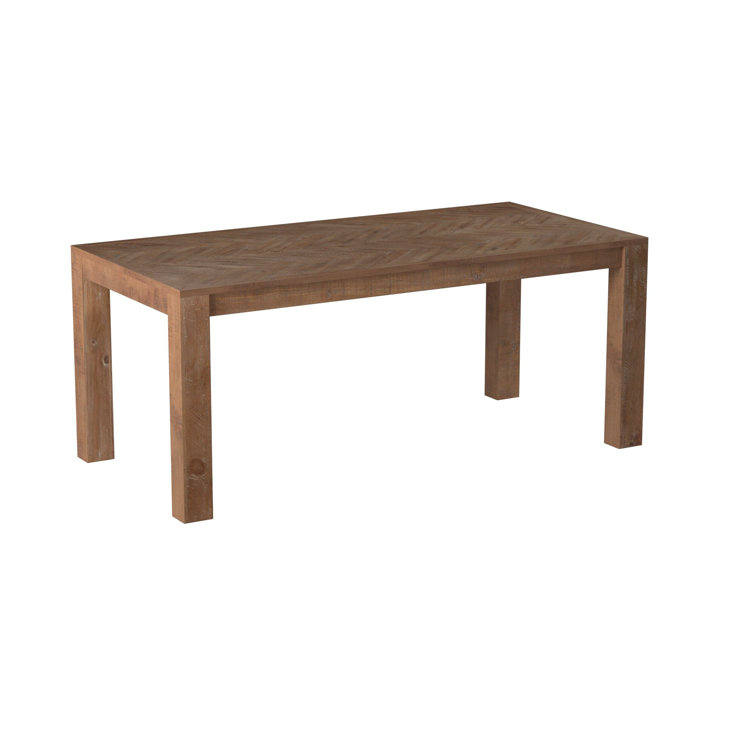 Reclaimed Pine Chevron 74" Rustic Dining Table in Weathered Natural