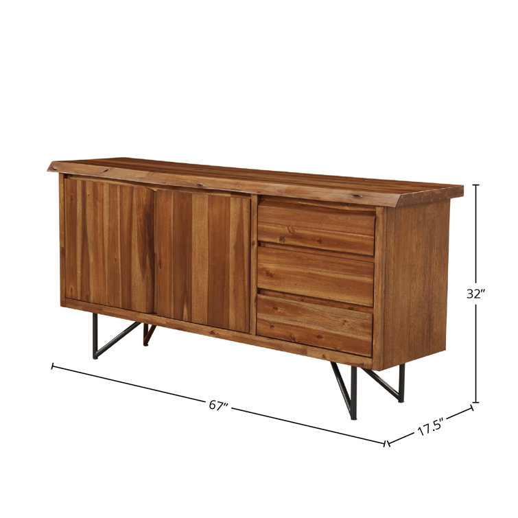 Hoxie Light Walnut Live Edge Server with Sliding Doors