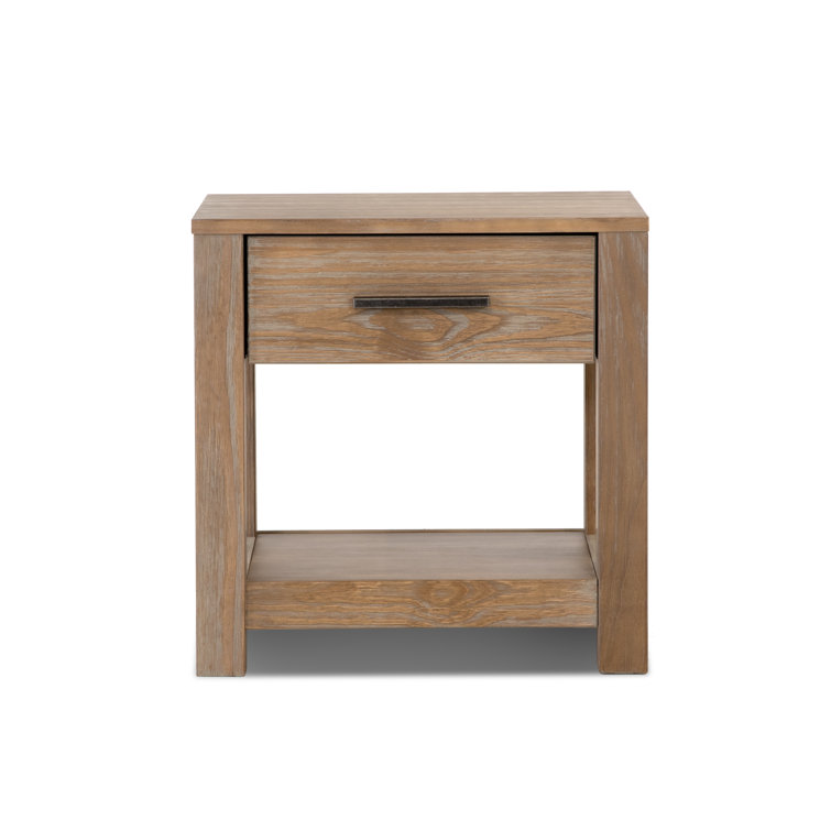 Weathered Pine Solid Wood 1-Drawer Nightstand