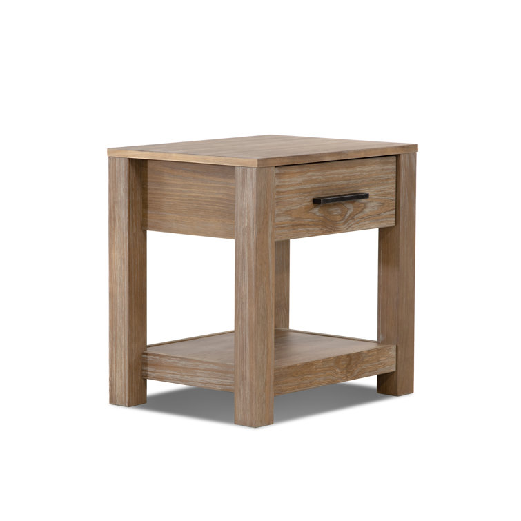 Weathered Pine Solid Wood 1-Drawer Nightstand