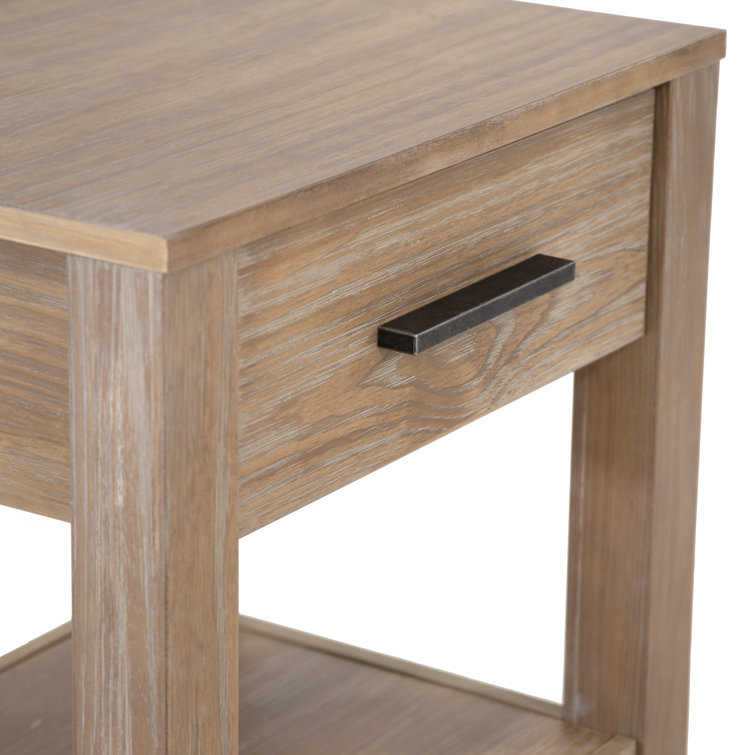 Weathered Pine Solid Wood 1-Drawer Nightstand