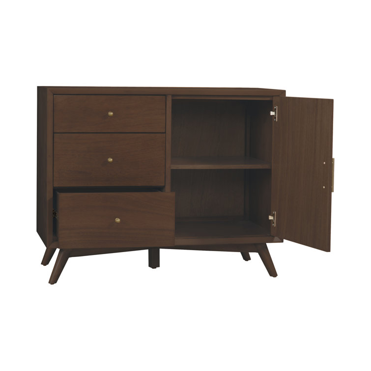 Flynn Walnut Mid-Century Modern Accent Cabinet with Bronze Hardware