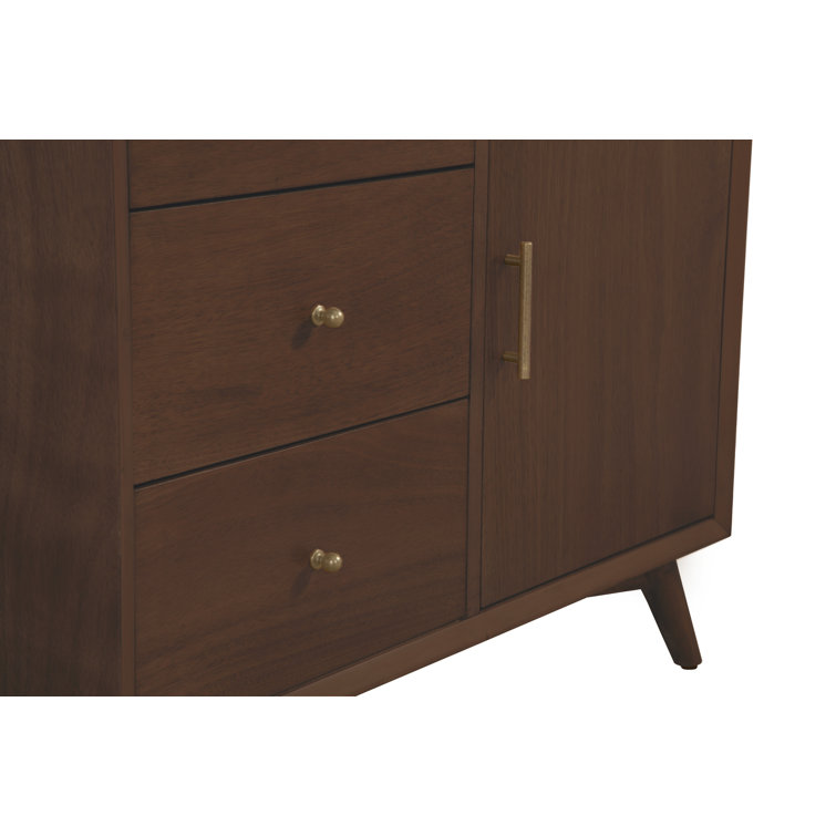 Flynn Walnut Mid-Century Modern Accent Cabinet with Bronze Hardware