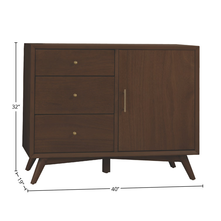 Flynn Walnut Mid-Century Modern Accent Cabinet with Bronze Hardware