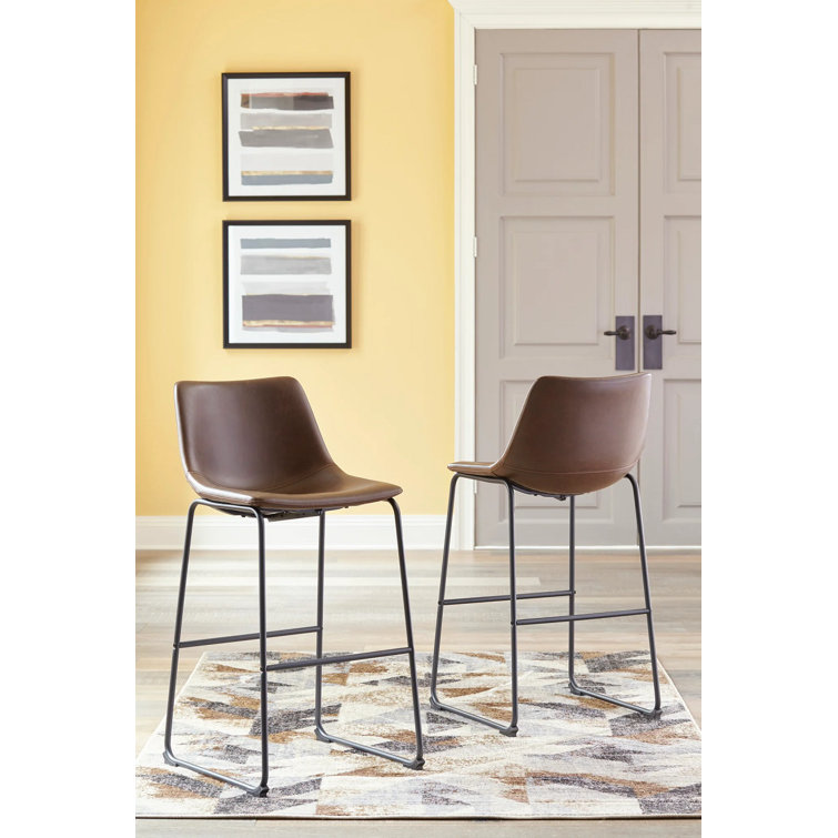 Dayton 24" Modern Brown Faux Leather Counter Stools, Set of 2