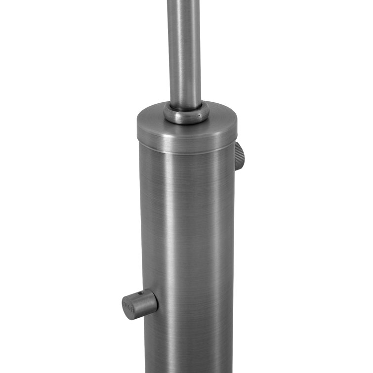 Antique Nickel 3-Light Arc Floor Lamp with Matte Black Shades