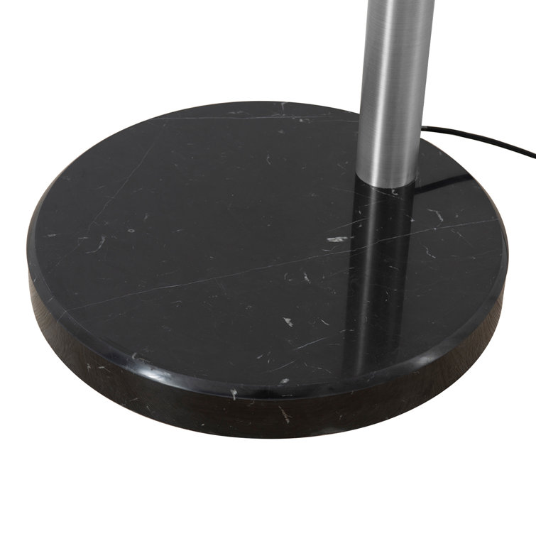 Antique Nickel 3-Light Arc Floor Lamp with Matte Black Shades