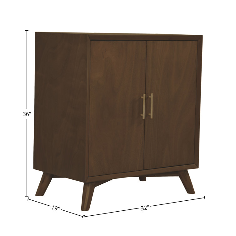 Walnut Mid-Century Modern Solid Wood Bar Cabinet