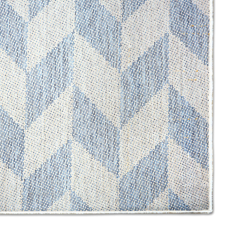 Blue and Grey Herringbone Indoor/Outdoor Rectangular Rug 6' x 9'