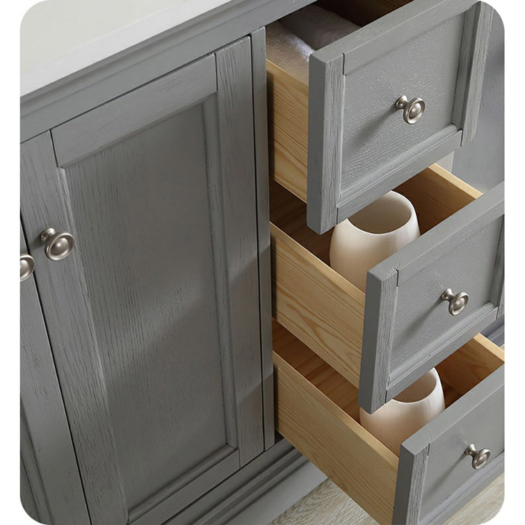 Gray Double Freestanding Wood Bathroom Vanity Cabinet