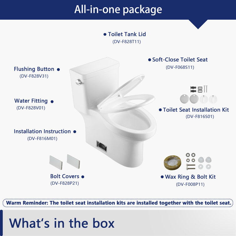 White High Efficiency Elongated One-Piece Toilet with Glazed Surface